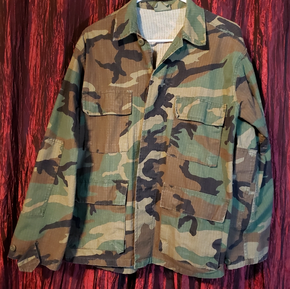 Vintage Army Woodland Camo Fatigues Military Gem